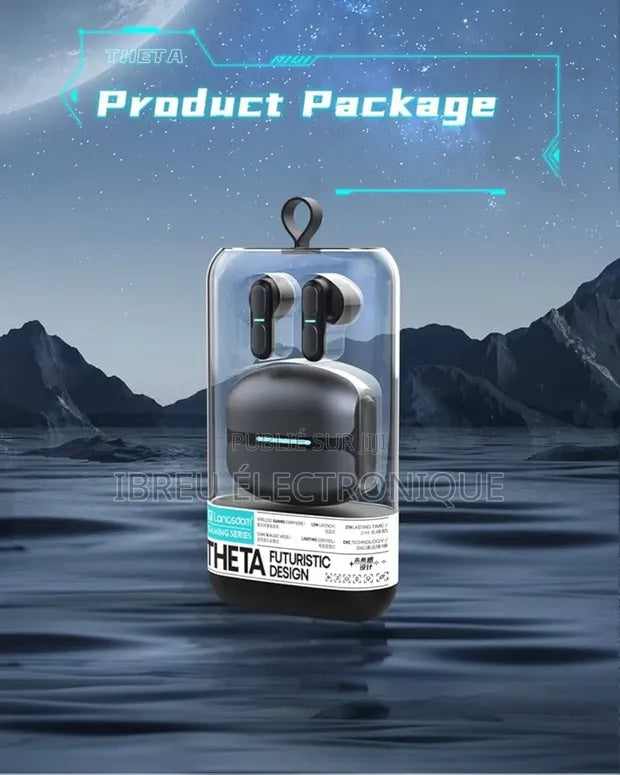 Écouteurs Sans Fil Theta – Design futuriste & autonomie prolongée